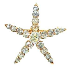 14k yellow gold diamond 5 star pendant brooch