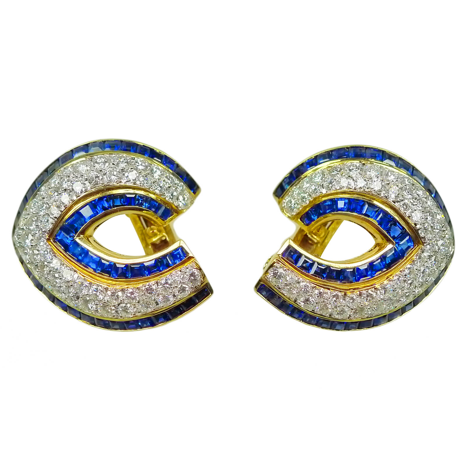 diamond_sapphire earrings by tiffany co pair