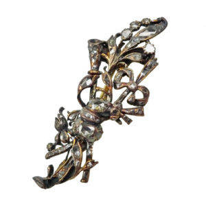gold ribbon bow foliate brooch