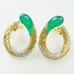 Green Onyx & Diamond Earrings By Mauboussin Paris