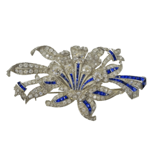 Exceptional Art Deco Sapphire & Diamond Brooch