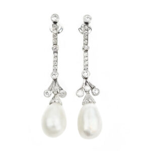 Art Deco Natural Pearl & Diamond Earrings