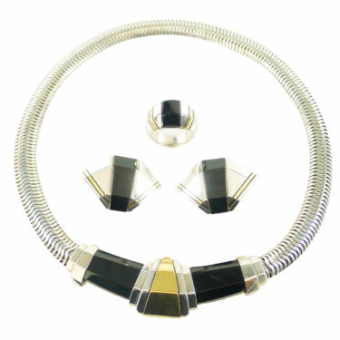 18K/925 Cartier Earrings, Ring, Necklace Set