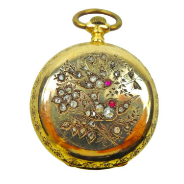 turn of the century diamond hunting case lapel watch