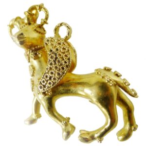 yellow gold persian ram brooch