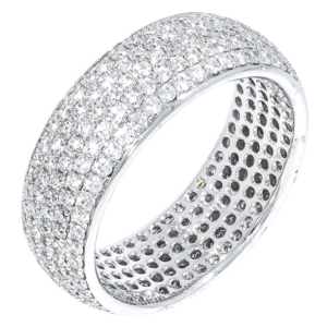 Round Brilliant Pave Diamond Wedding Band