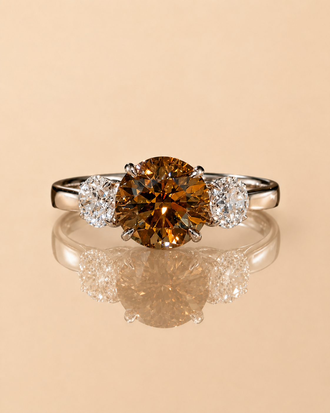 Shapur Fancy Orangy Brown Diamond Ring
