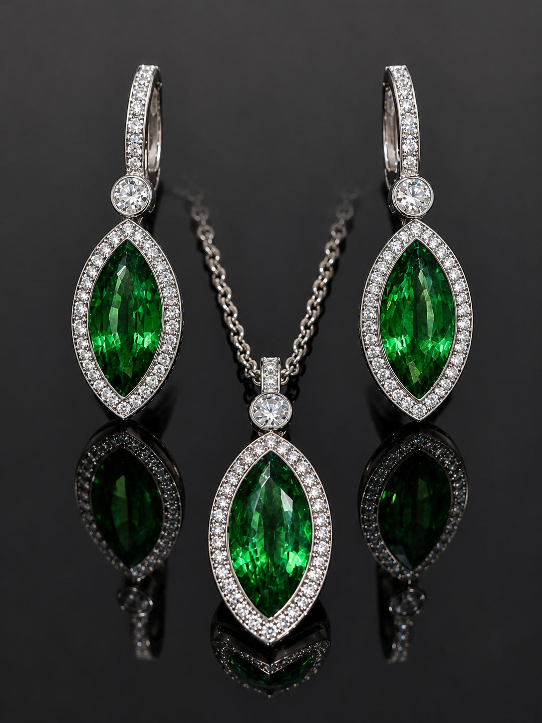 Shapur Fine Tsavorite Earrings & Pendant