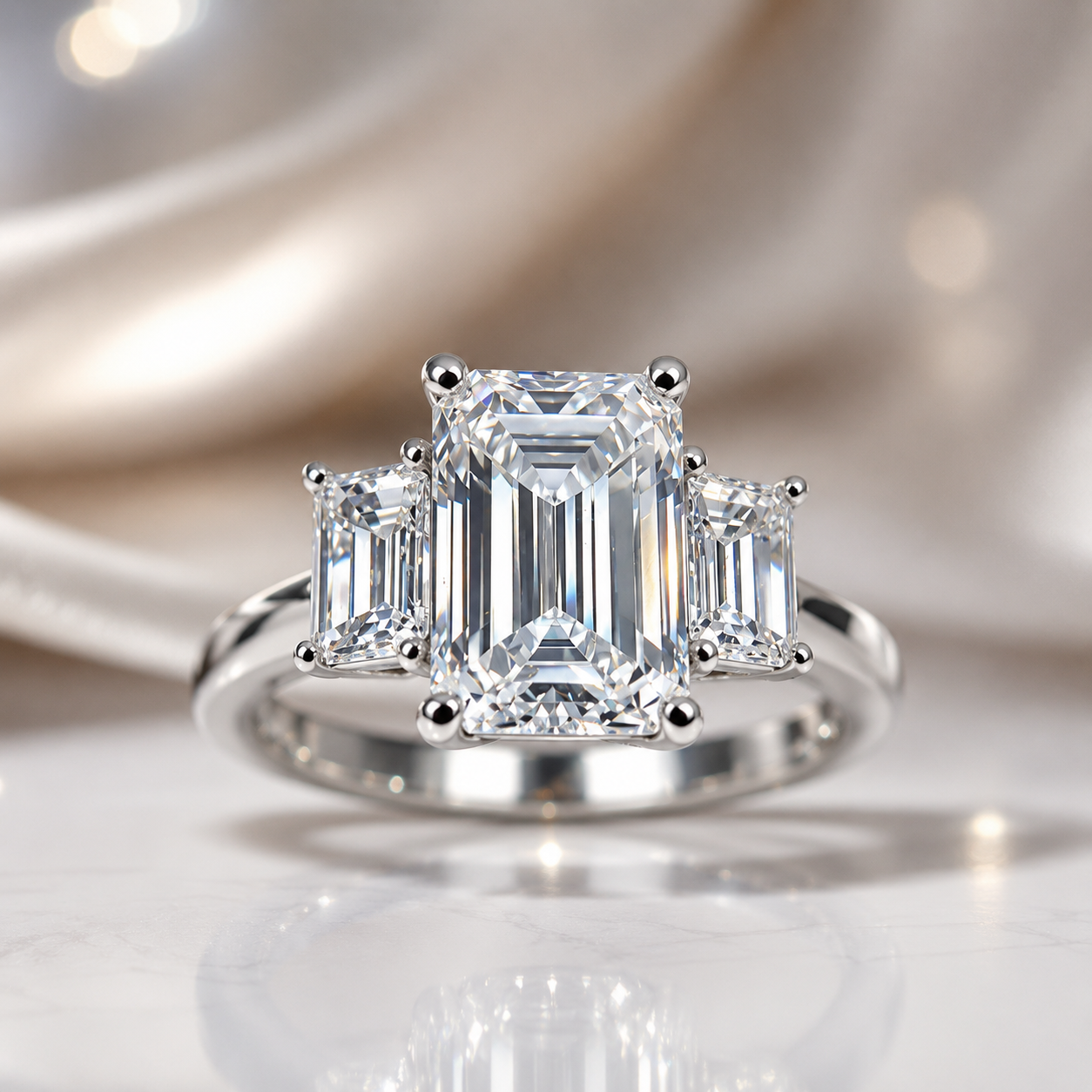 Shapur Mozaffarian Emerald Cut Diamond Ring