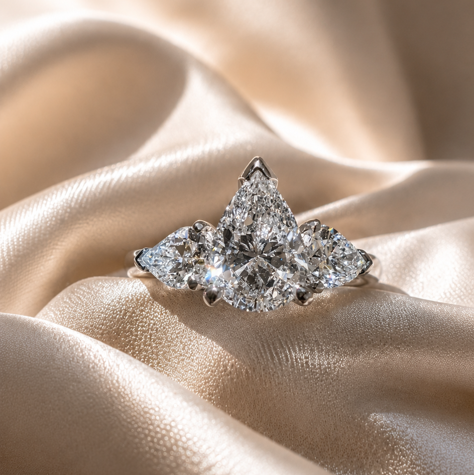 Shapur Mozaffarian Three Stone Diamond Ring