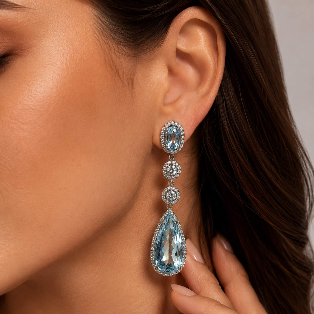 Shapur Aquamarine & Diamond Earrings