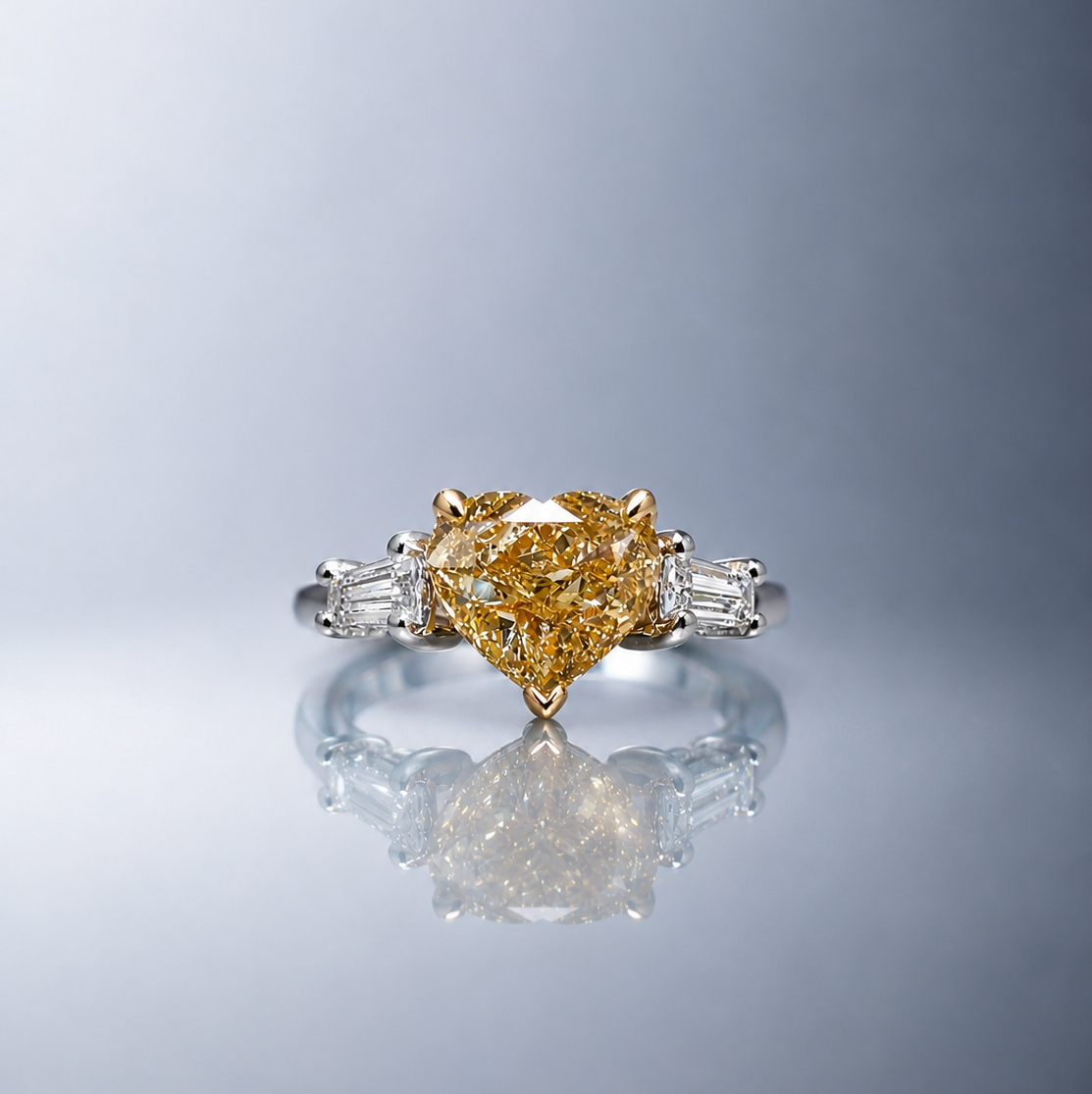 Fancy Colored Heart Shaped Diamond Ring Shapur