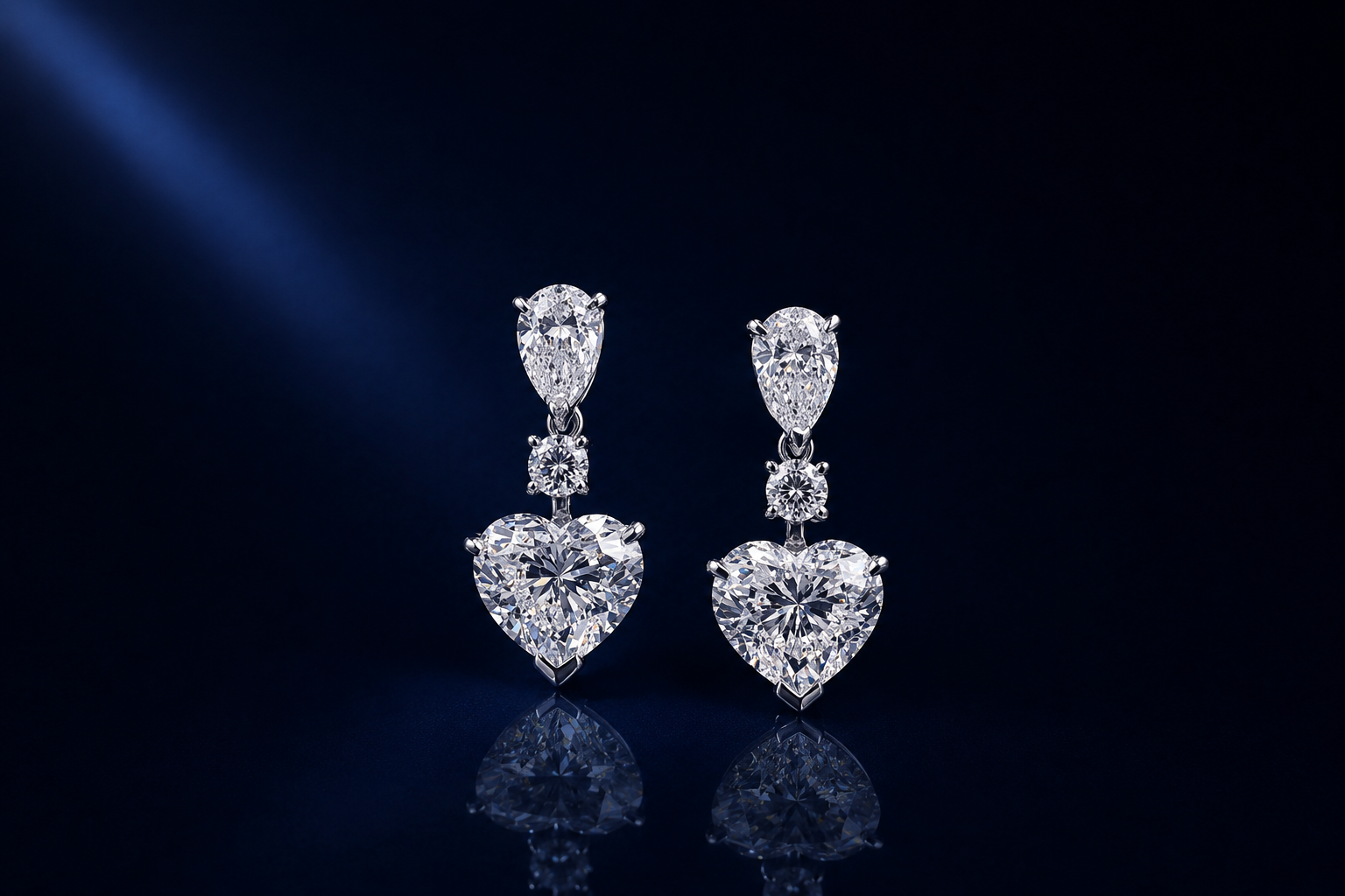Exceptional Heart Shaped Diamond Earrings