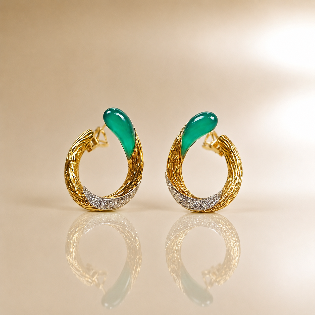 Green Onyx & Diamond Earrings, Mauboussin Paris