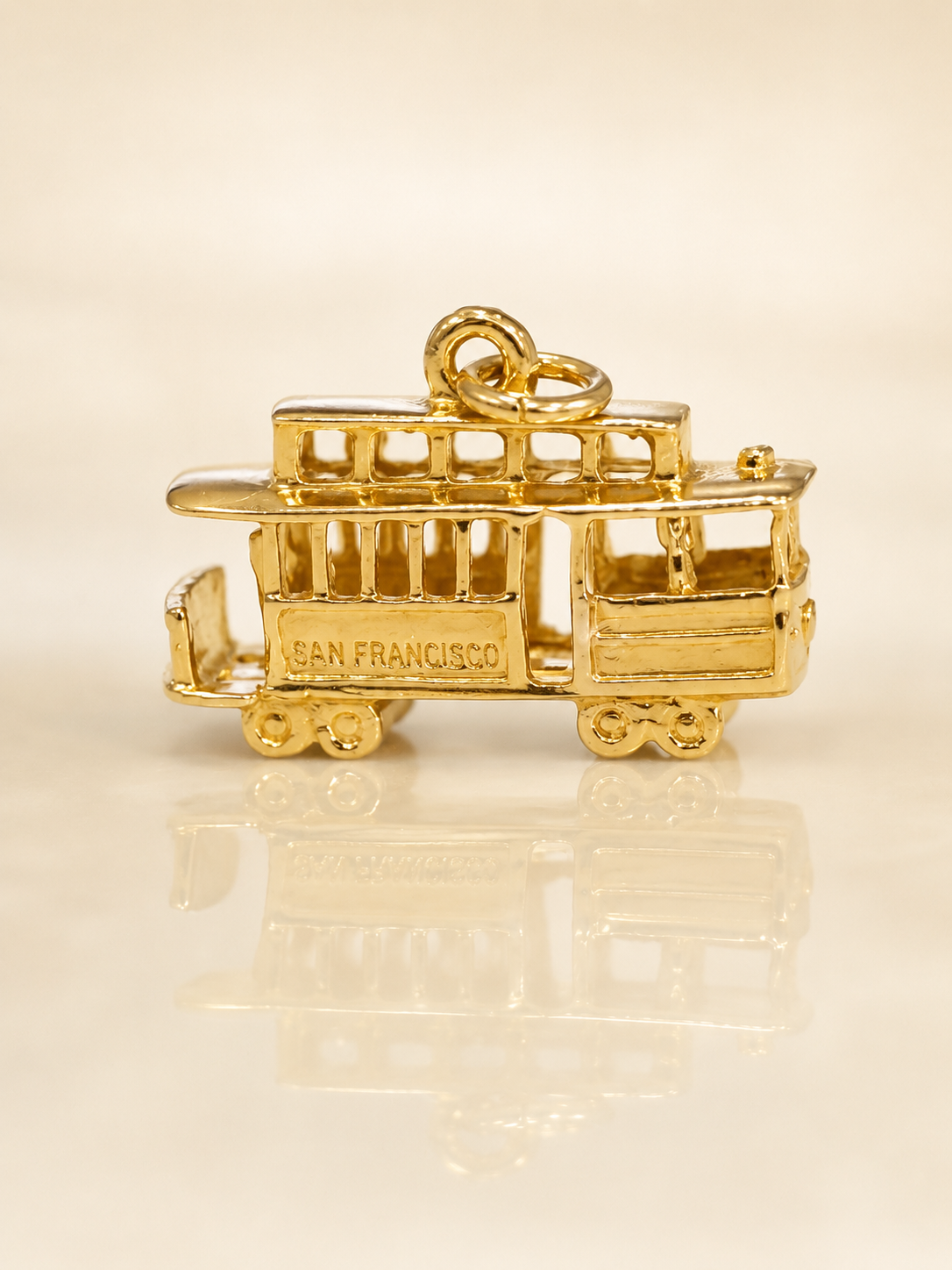 Fine 14K Gold Cable Car SF Charm