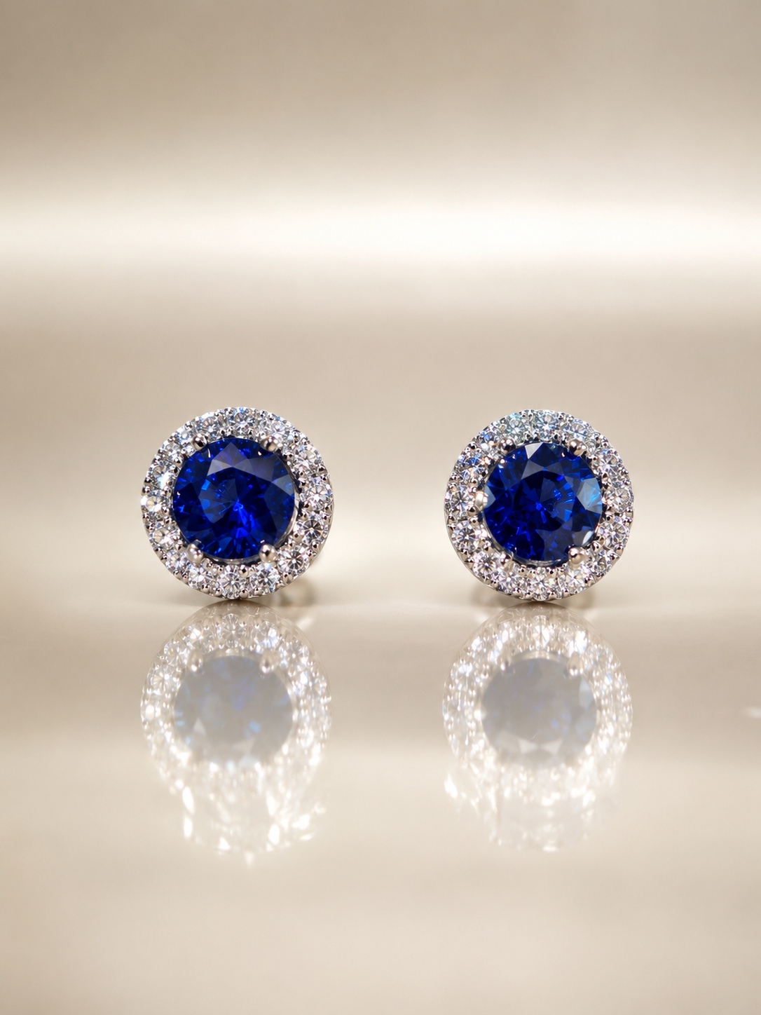 Scintillating Sapphire & Micropave Diamond Earrings