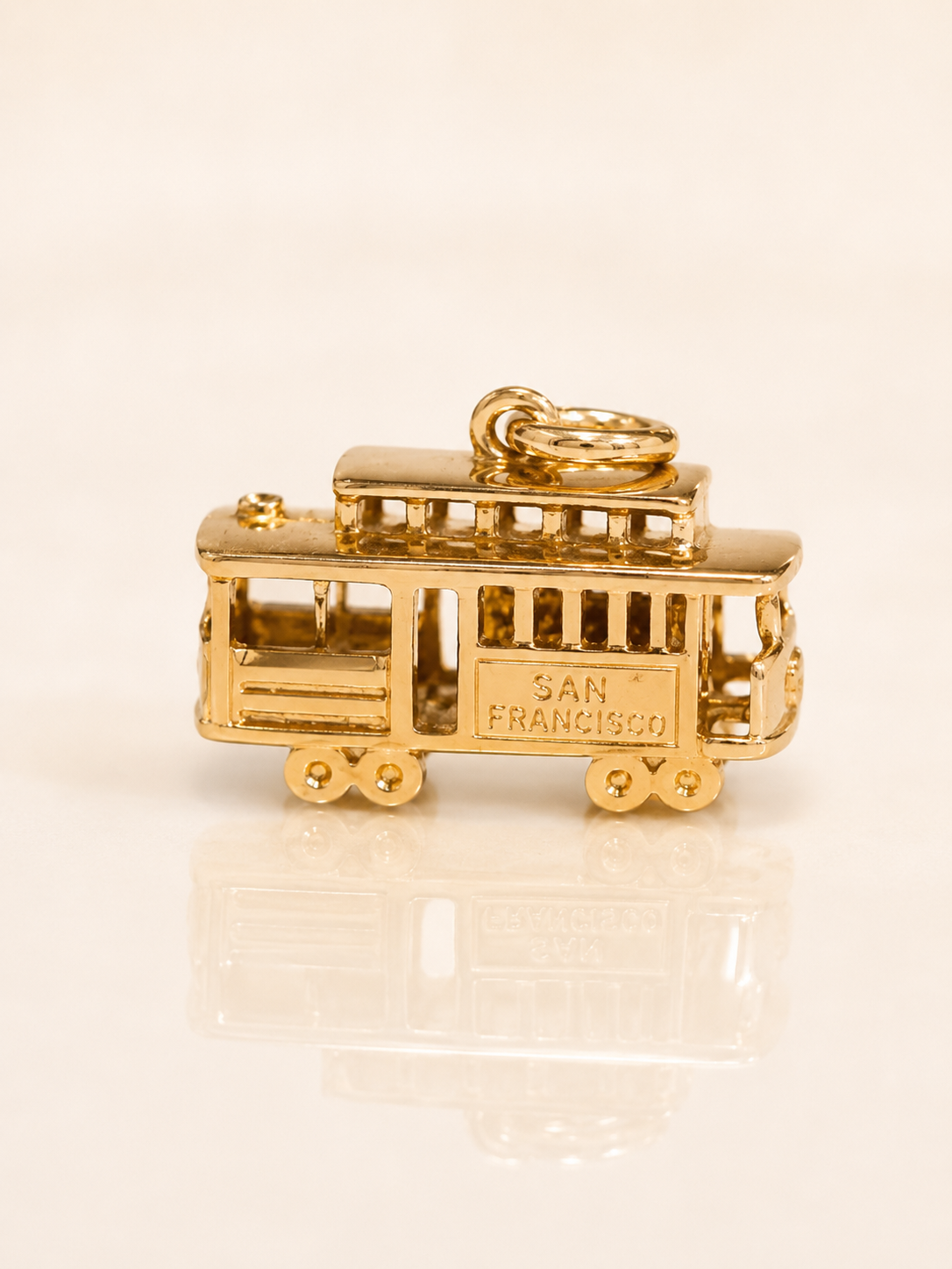Fine 14K Gold Cable Car Charm SF