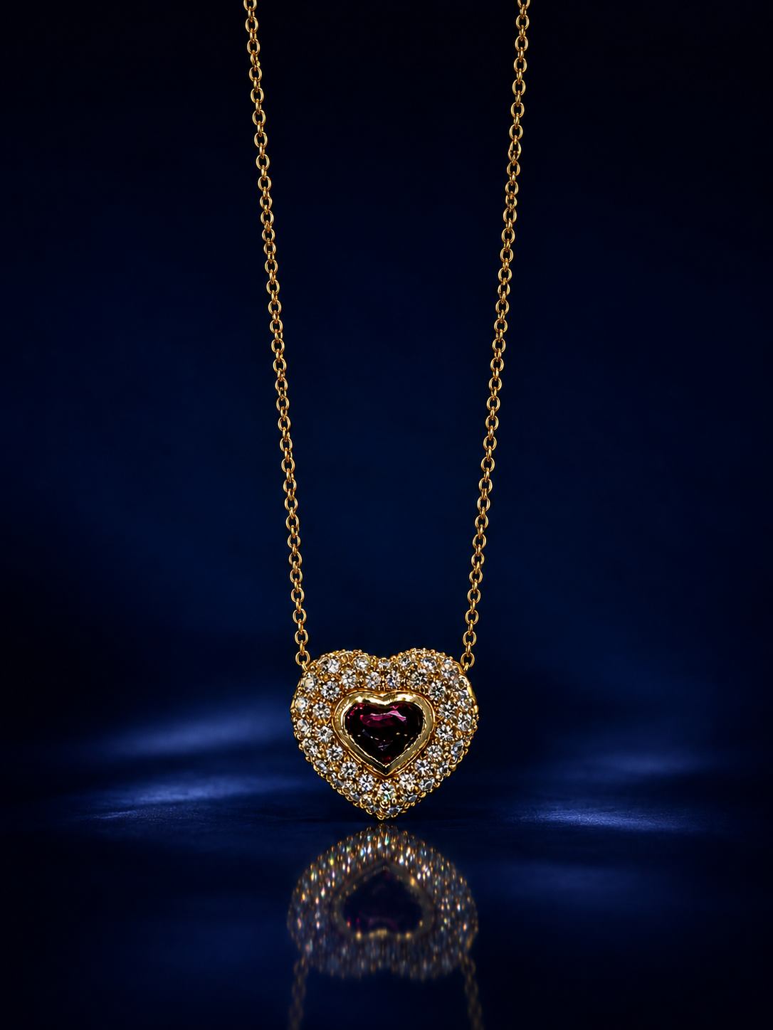 18K Yellow Gold Shapur Ruby & Diamond Pendant
