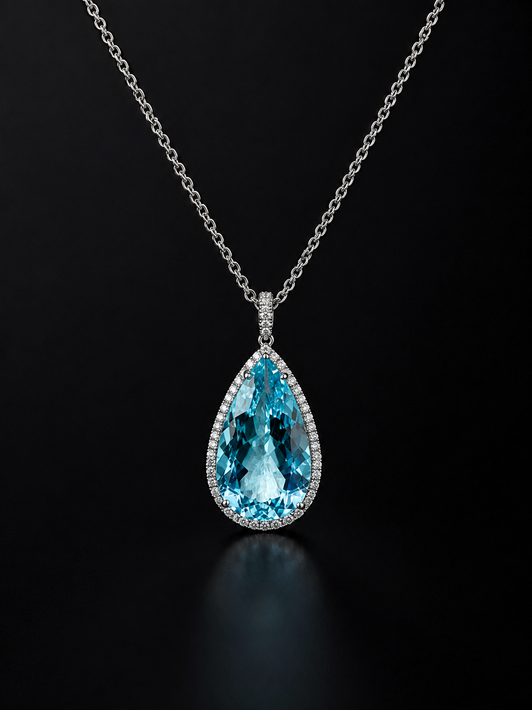 Fine Shapur Aquamarine & Diamond Pendant