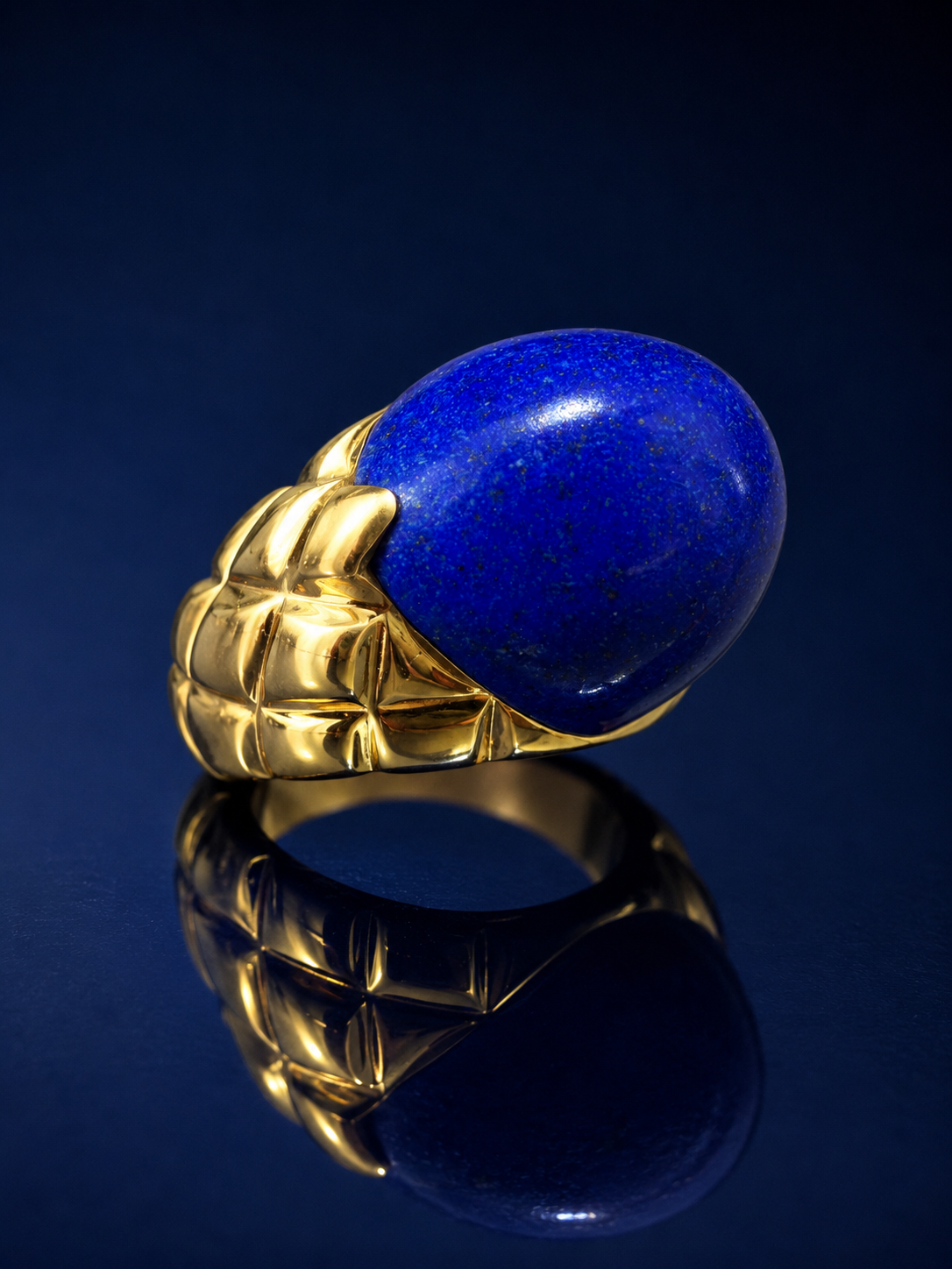 18K Yellow Gold Afghanistan Lapis Lazuli Ring