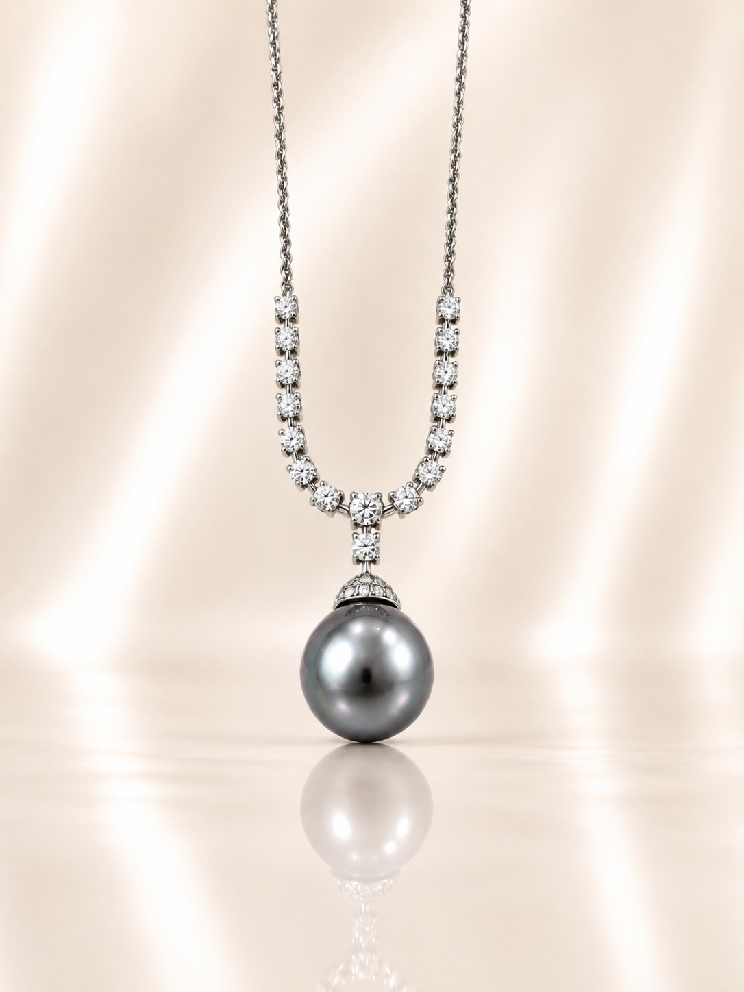 Grey Pearl & Diamond Pendant