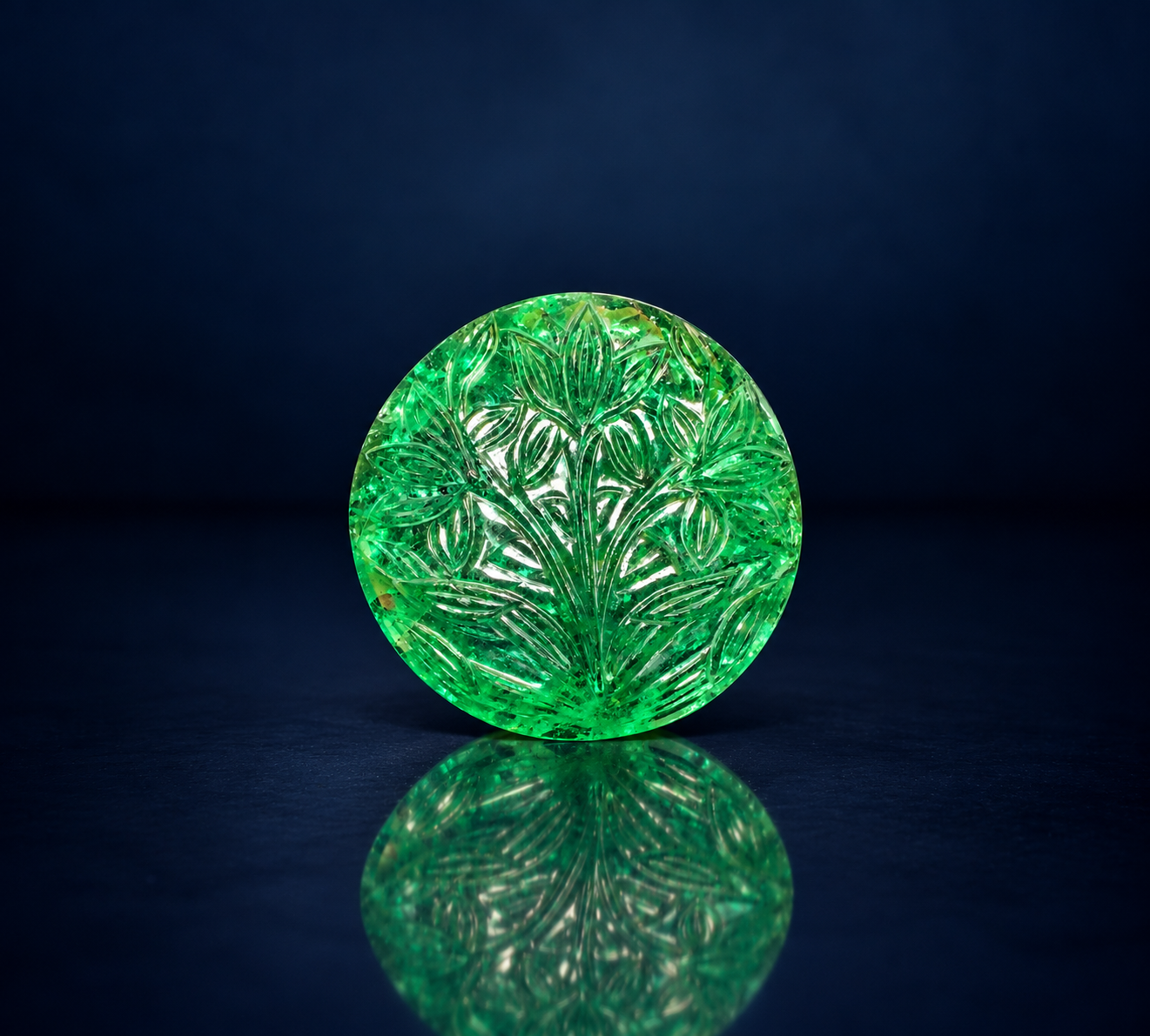 Carved Mughal Colombian Emerald
