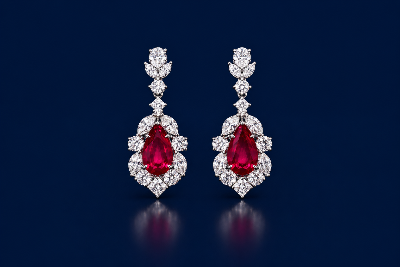 Shapur Ruby & Diamond Earrings, Mozambique
